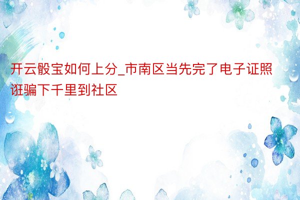 开云骰宝如何上分_市南区当先完了电子证照诳骗下千里到社区
